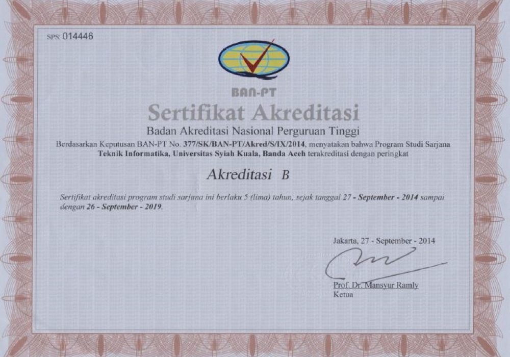 Akreditasi Informatika 2014-2019